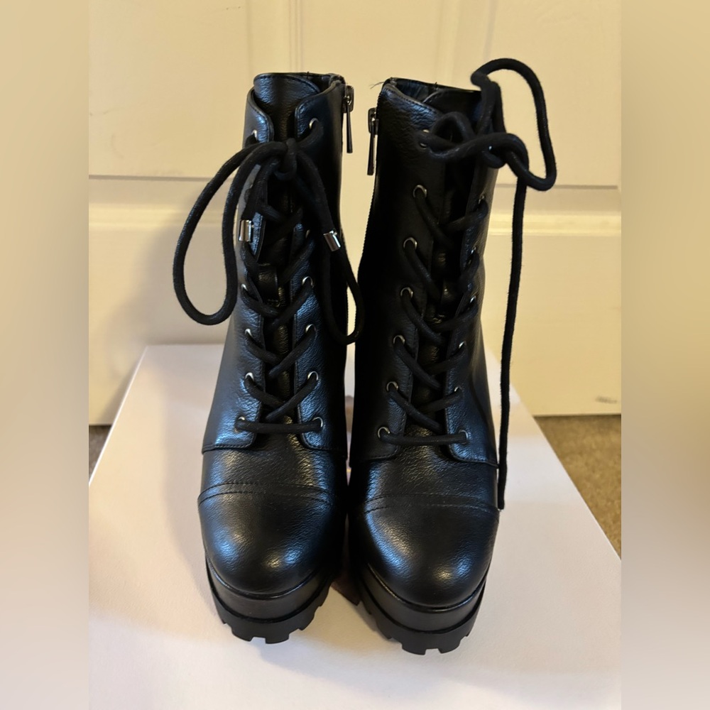Jessica Simpson Black Imala Lace-Up Platform Ankle Booties - Picture 2 of 12